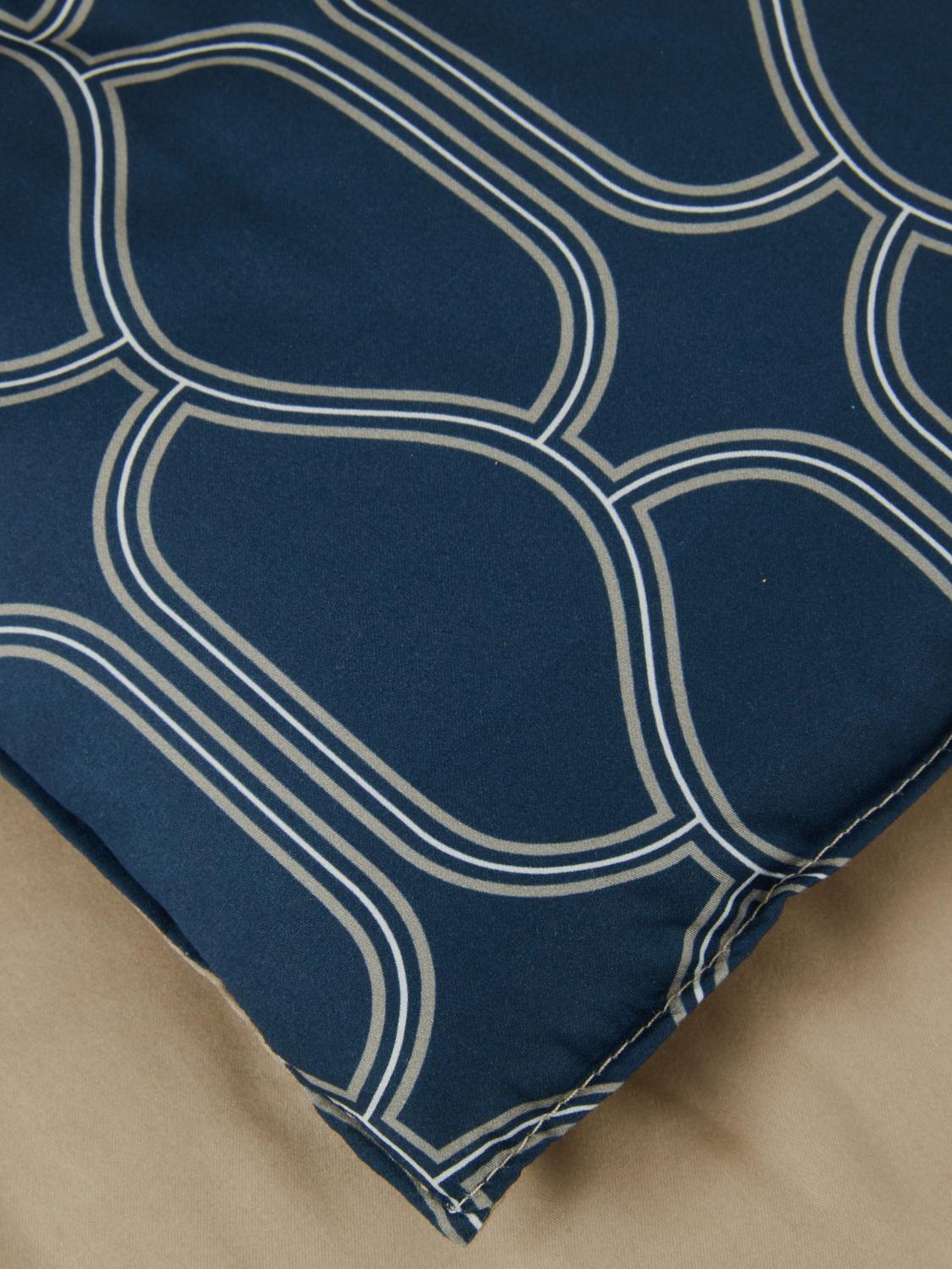 TRUSSARDI BEDCOVERS AND BLANKETS: Trussardi Bloom ジオメトリックプリント コットンサテン ダブルベッドスプレッド, ブルー - Img 3