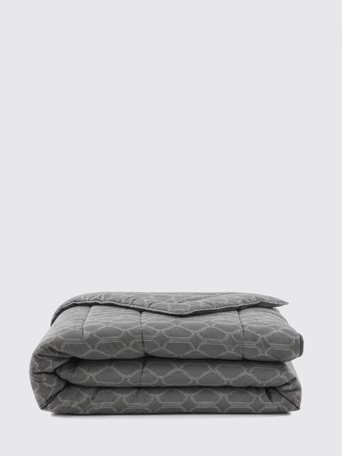 TRUSSARDI BEDCOVERS AND BLANKETS: Trussardi Bloom ジオメトリックプリント コットンサテン ダブルベッドスプレッド, グレー - Img 1