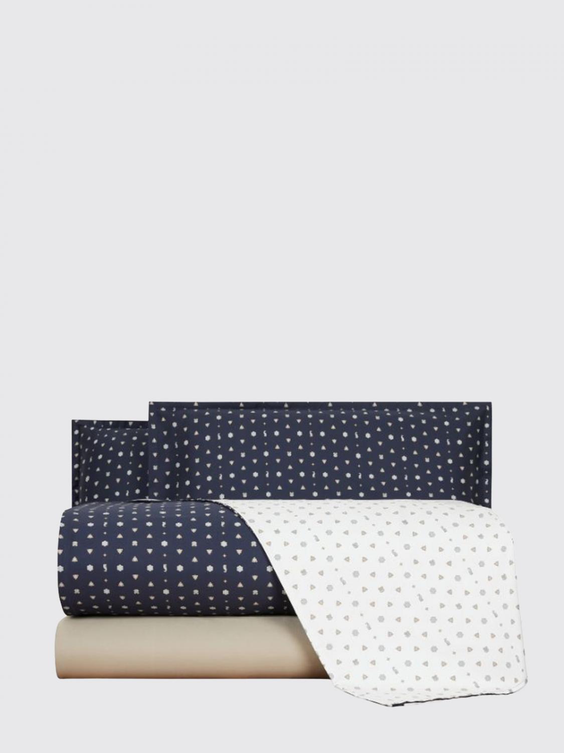 TRUSSARDI BETTWÄSCHE-SETS: Bowtie Doppelbett-Bettwäschegarnitur Trussardi aus Baumwollsatin mit geometrischem Muster, Blau - Img 1