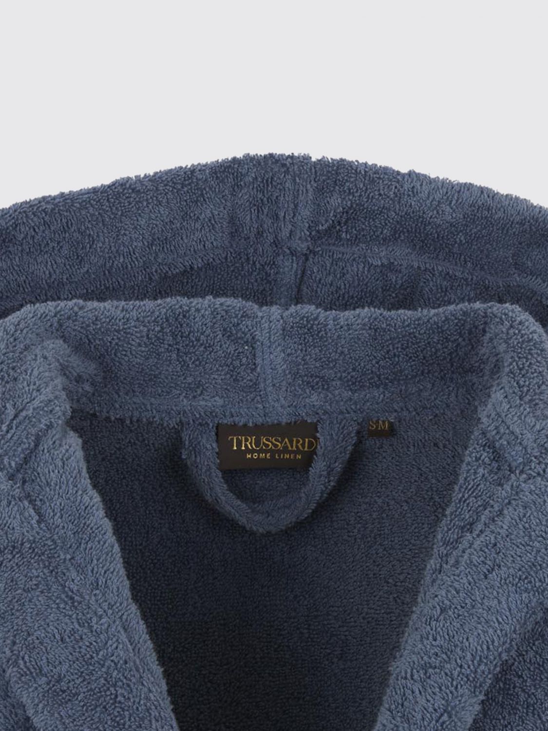 TRUSSARDI BATHROBES: Hooded Cotton Terrycloth Bathrobe Trussardi with Contrast Embroidered Logo, Avion - Img 2