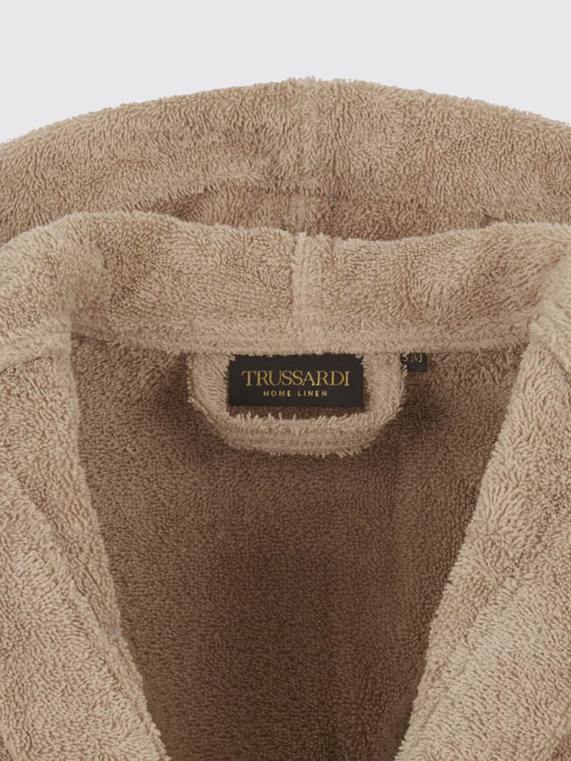 TRUSSARDI BATHROBES: Hooded Cotton Terrycloth Bathrobe Trussardi with Contrast Embroidered Logo, Brown - Img 2