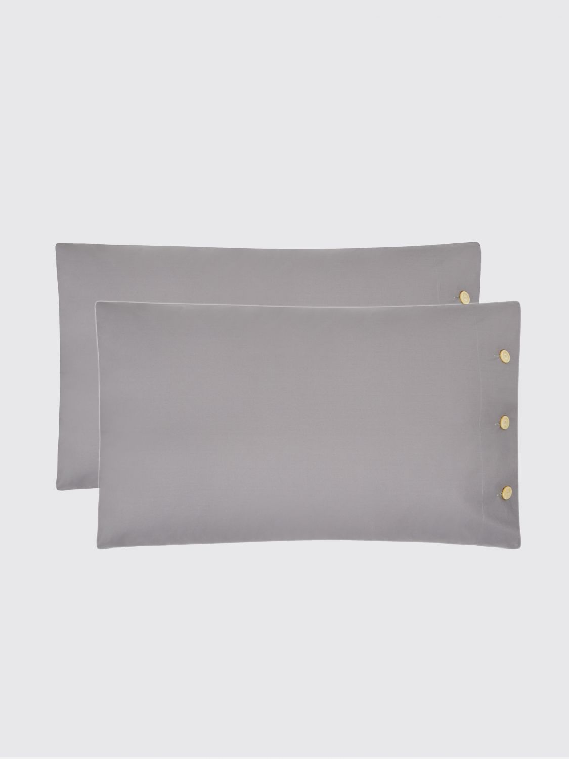 BELLORA PILLOWCASES: Percolours Set of Two Pillowcases Bellora in Pure Cotton Percale with Button Closure, Grey - Img 1