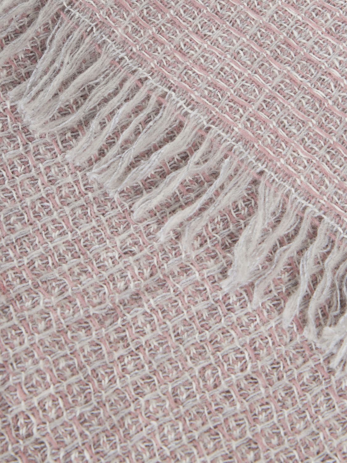 BELLORA BEDCOVERS AND BLANKETS: Armonia Wool and Cotton Blend Throw Bellora with Fringed Hem, Pink - Img 2