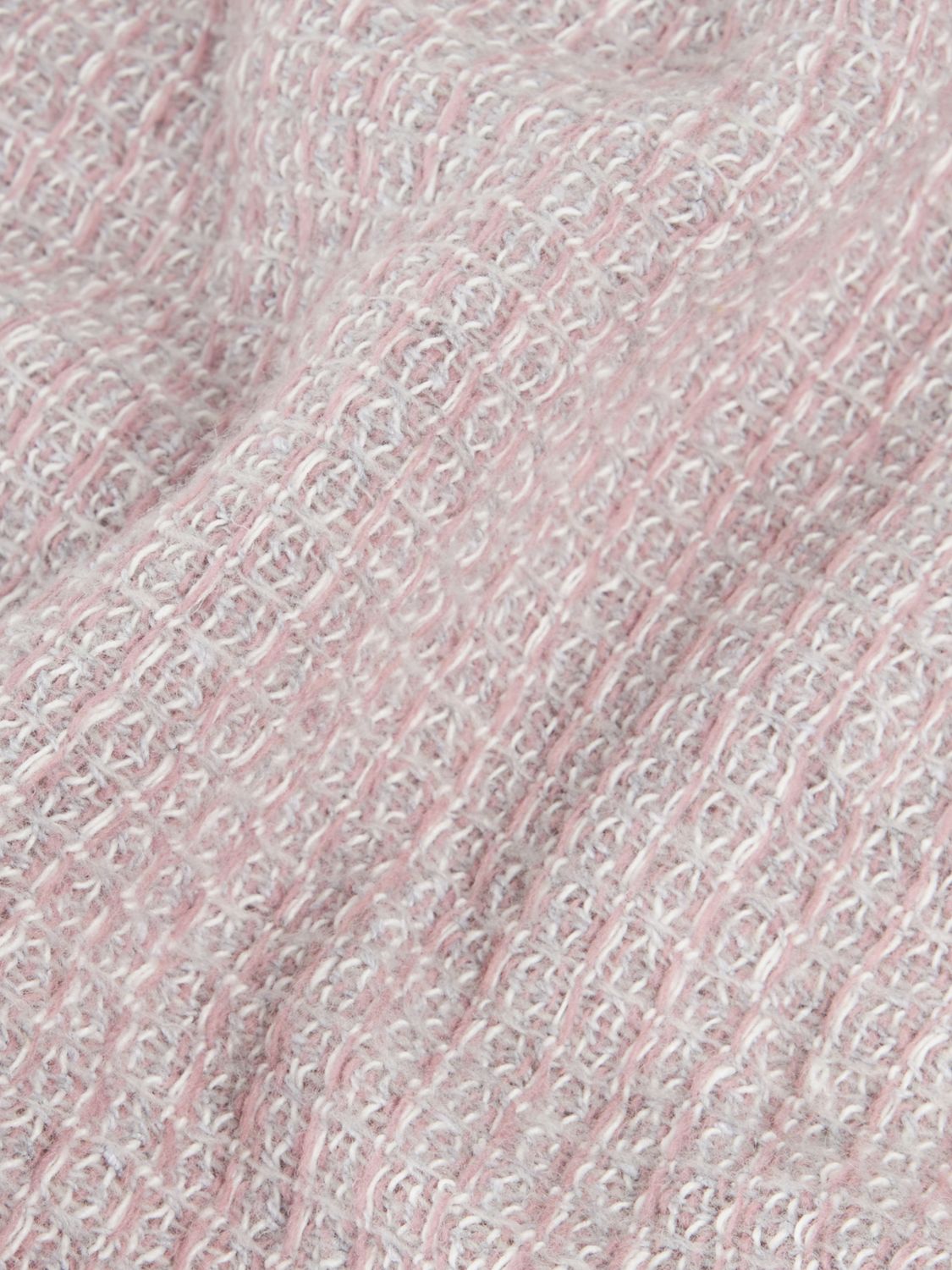BELLORA BEDCOVERS AND BLANKETS: Armonia Wool and Cotton Blend Throw Bellora with Fringed Hem, Pink - Img 3
