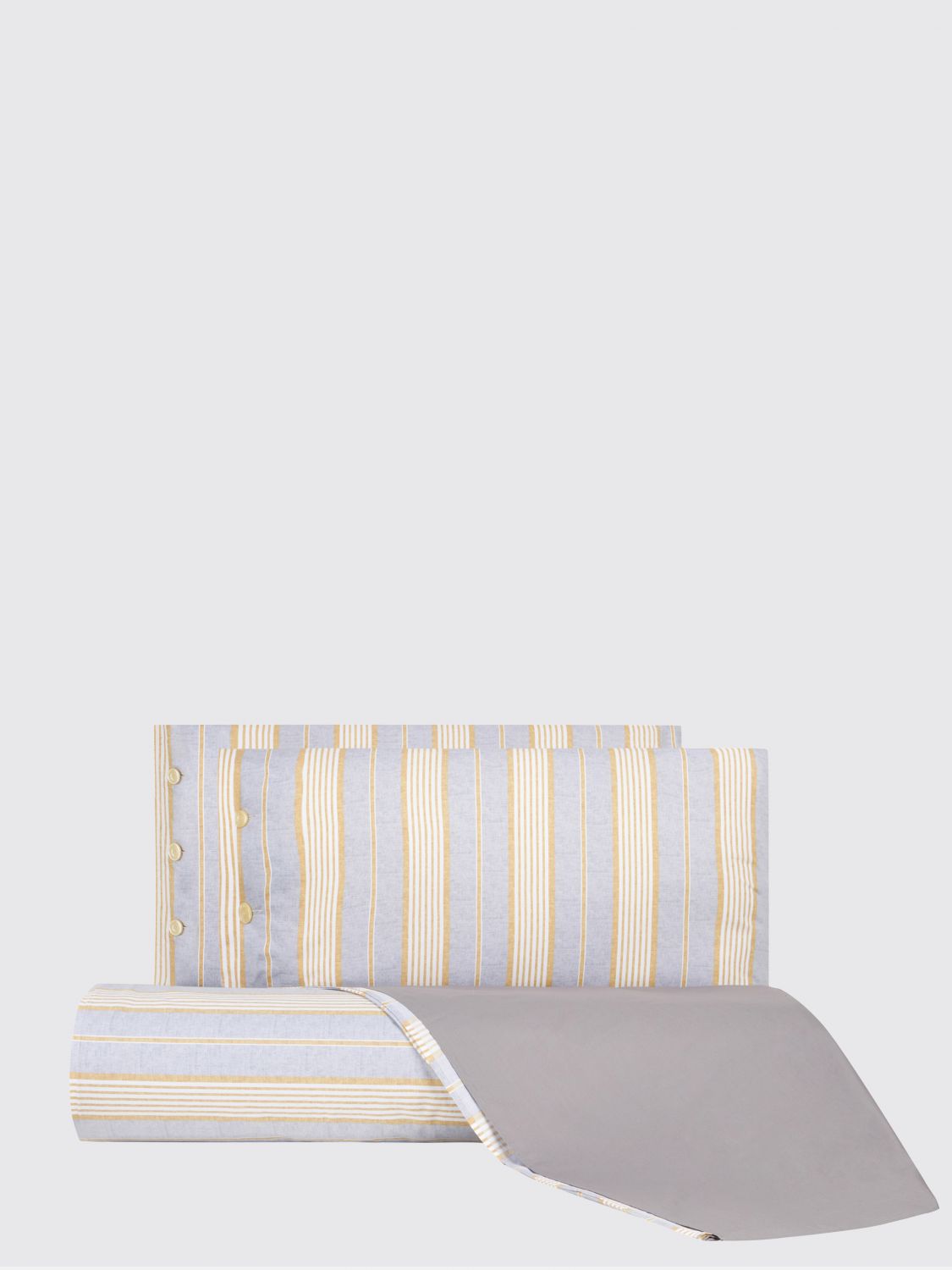 BELLORA BEDDING SETS: Bellora Nico 스트라이프 싱글 이불 커버 세트 코튼 퍼케일 소재, 내추럴 - Img 1