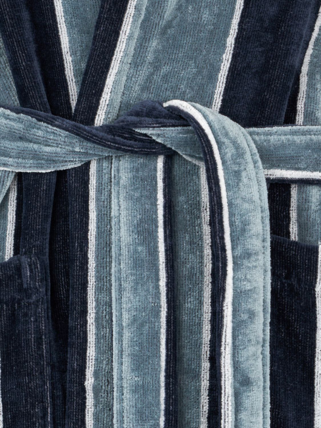 CARRARA BATHROBES: Carrara Londra 바이컬러 스트라이프 후드 목욕 가운 코튼 테리 소재, 블루 - Img 2