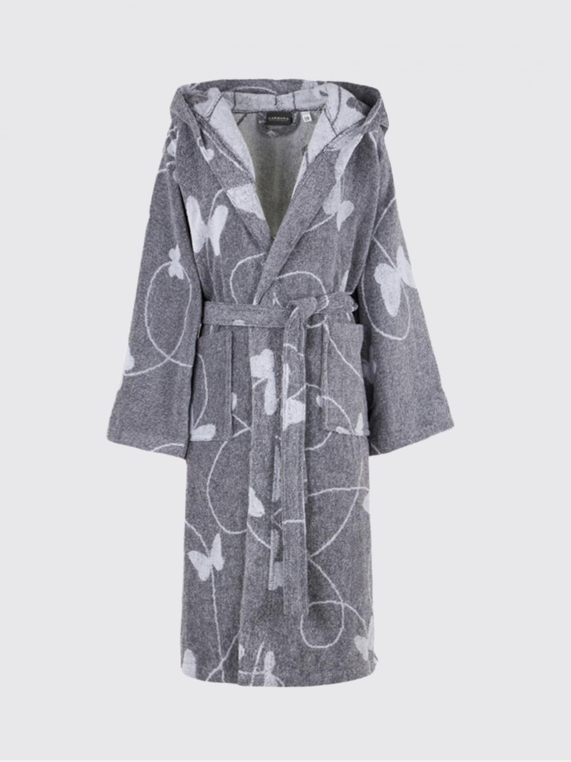 CARRARA BATHROBES: Carrara Vanessa 버터플라이 프린트 후드 목욕 가운 코튼 테리 소재, 그레이 - Img 1
