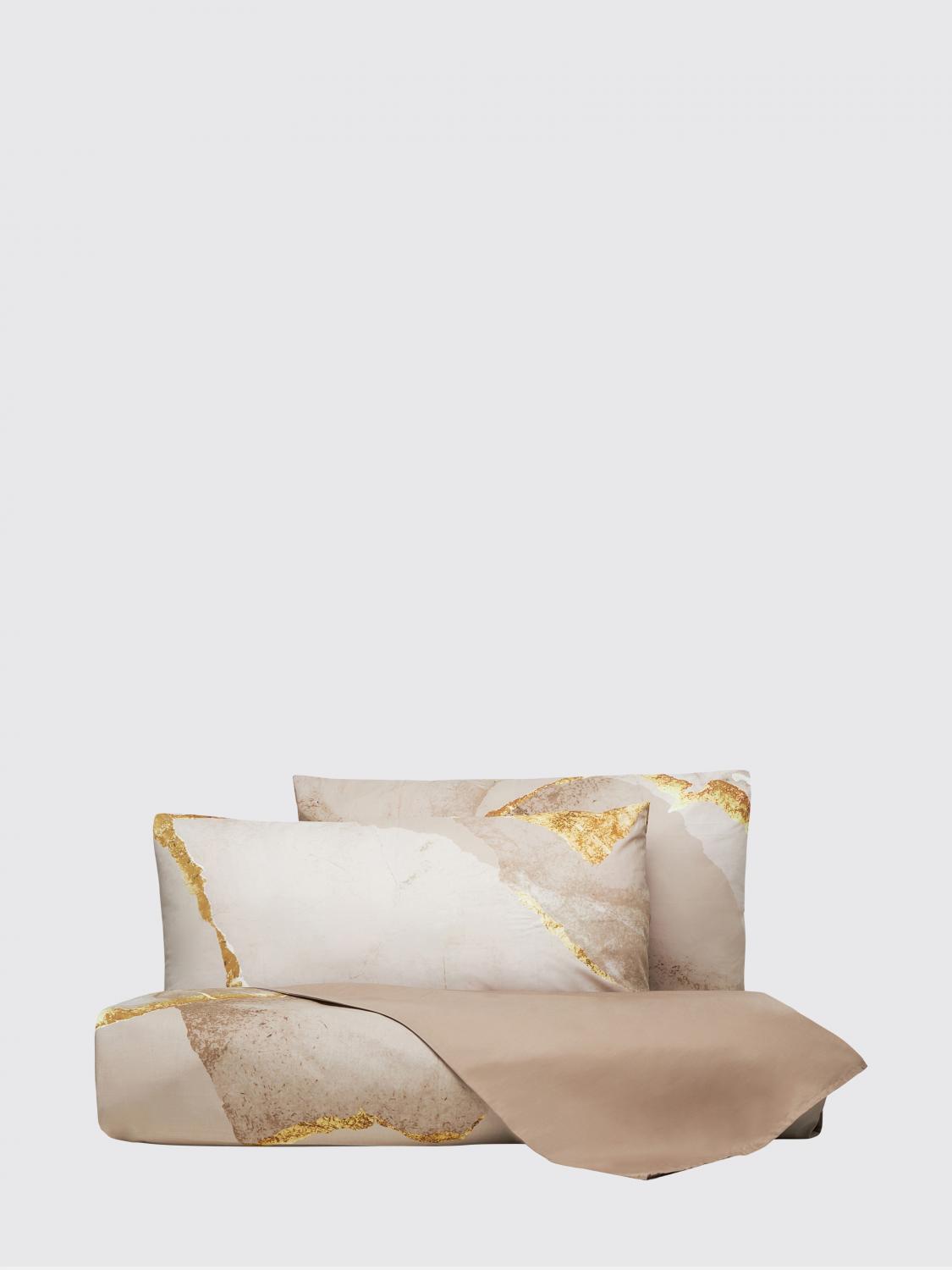 CARRARA BEDDING SETS: Carrara Shibui アブストラクトプリント コットンパーケル ダブルデュベカバーセット, ベージュ - Img 1