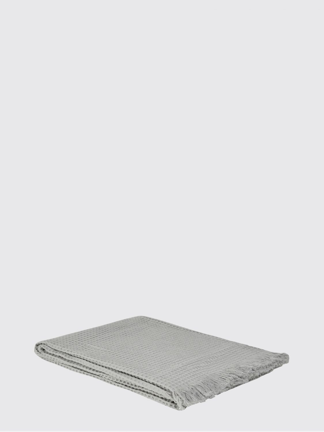 BELLORA BEDCOVERS AND BLANKETS: Bellora Stone Waffle Cotton Sofa Throw with Fringed Edges, Grey - Img 1