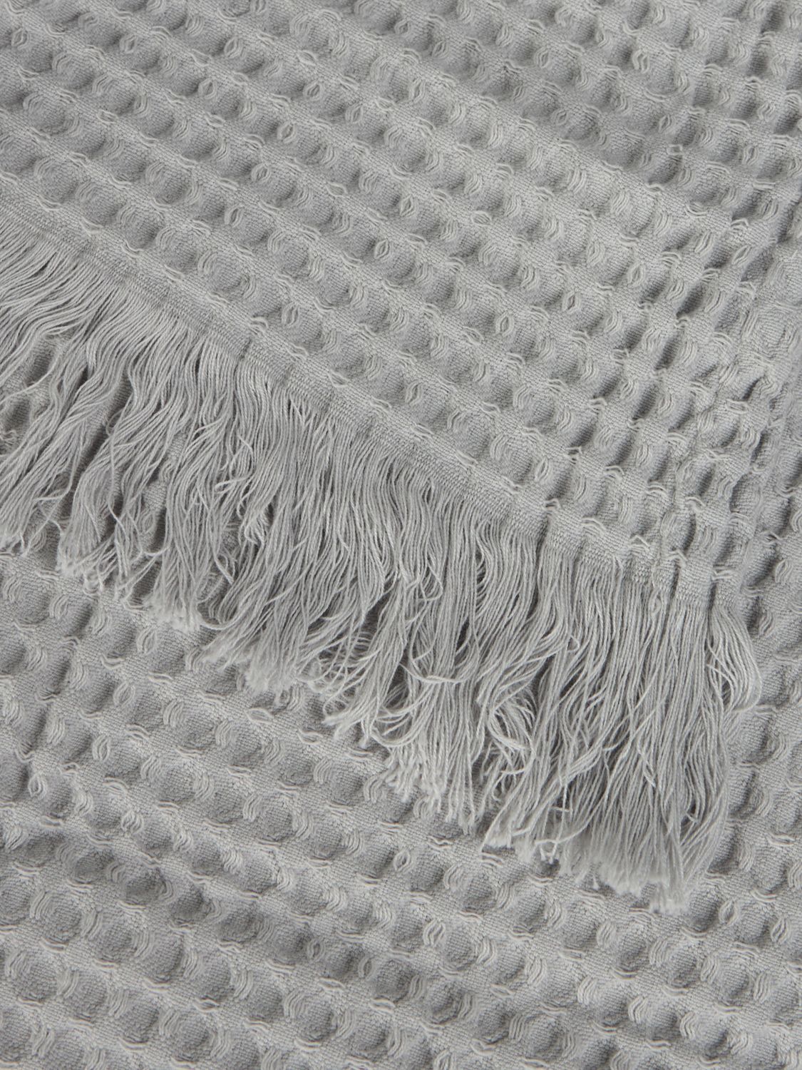 BELLORA BEDCOVERS AND BLANKETS: Bellora Stone Waffle Cotton Sofa Throw with Fringed Edges, Grey - Img 2