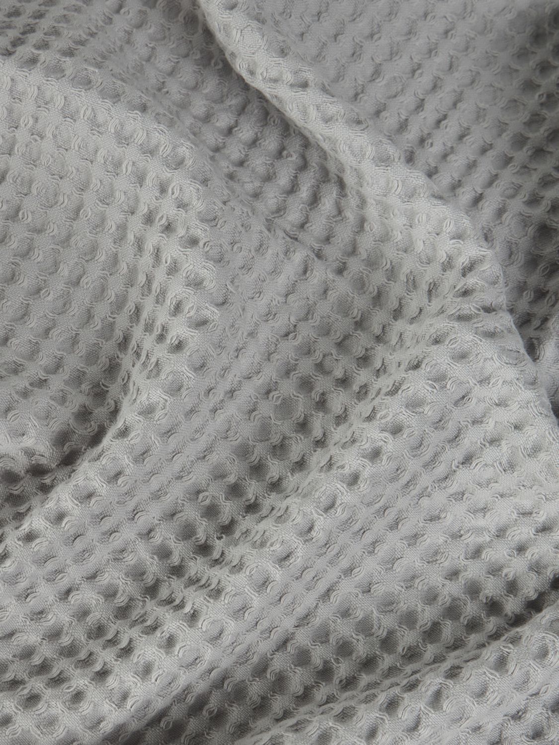 BELLORA BEDCOVERS AND BLANKETS: Bellora Stone Waffle Cotton Sofa Throw with Fringed Edges, Grey - Img 3