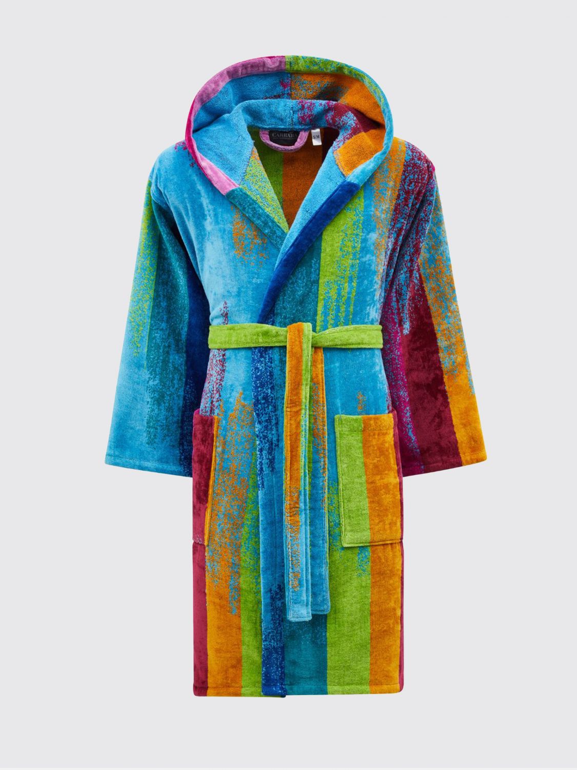 CARRARA BATHROBES: Carrara 자메이카 추상 프린트 코튼 테리 후드 목욕 가운, 터퀴즈 - Img 1