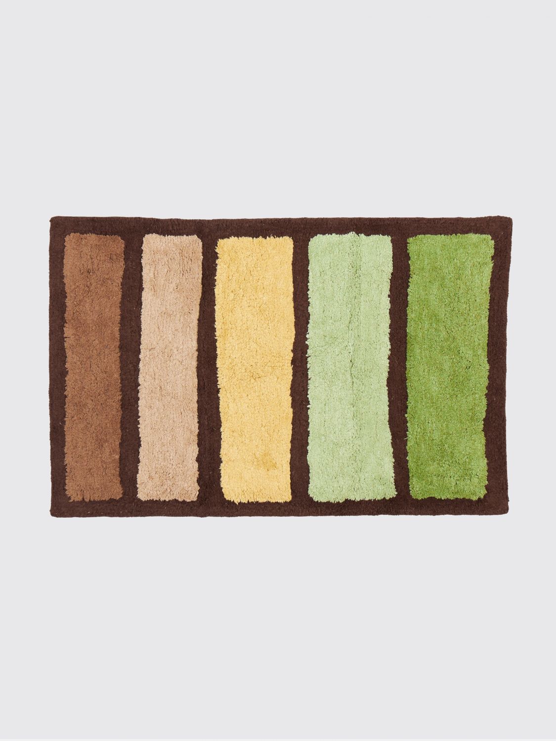 CARRARA BATHMATS: Carrara Amorgos Heavyweight Cotton Multicolor Striped Bath Mat, Green - Img 1