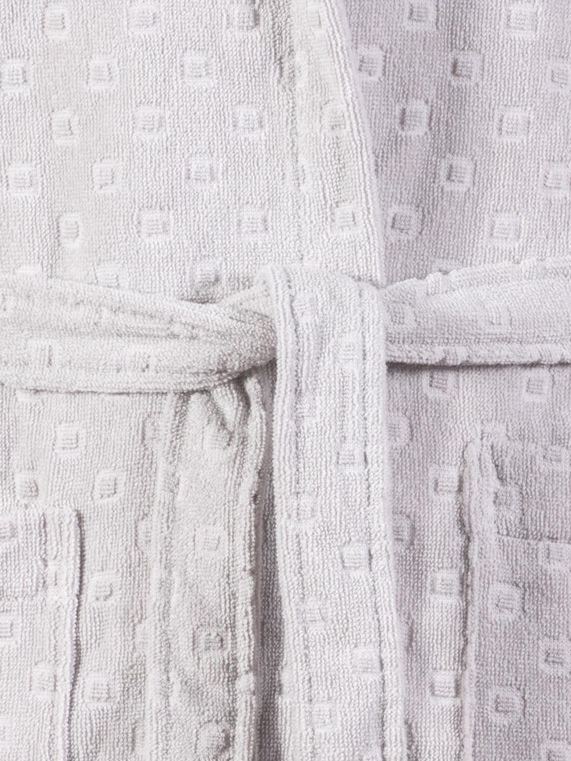 CARRARA BATHROBES: Carrara Burano Hooded Bathrobe in Geometric Pattern Cotton Terry, Grey - Img 2