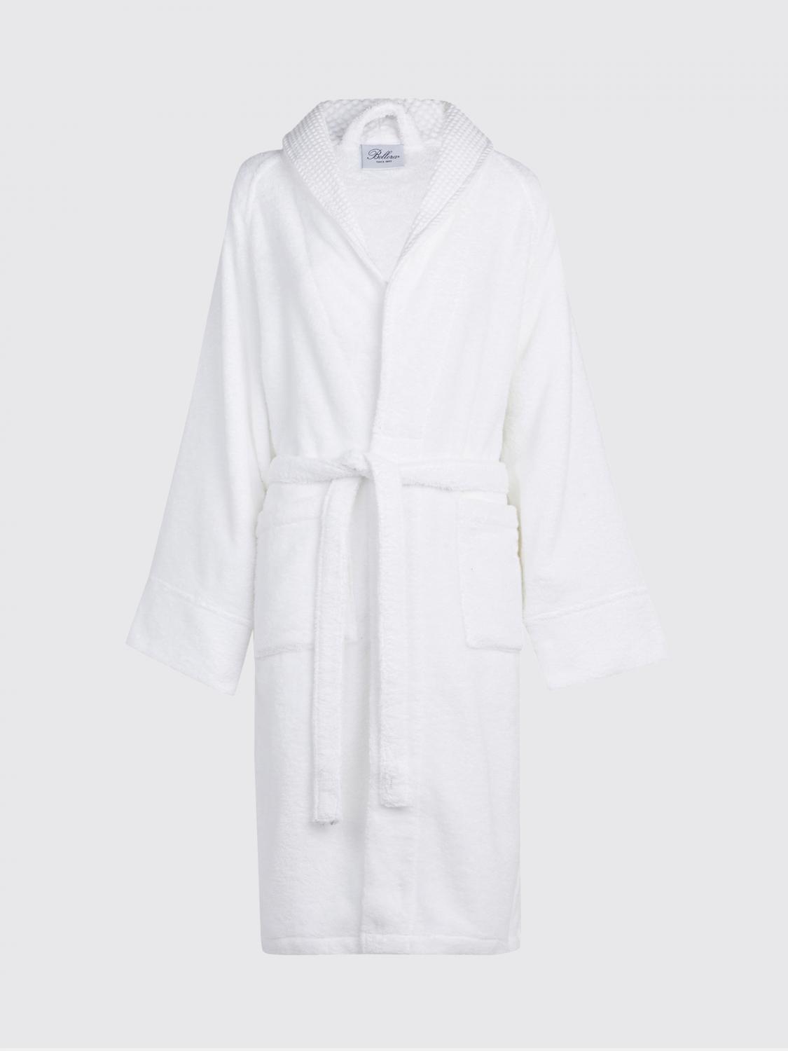 BELLORA BATHROBES: Bellora 피오코 후드 코튼 테리 목욕 가운 벨트 포함, 화이트 - Img 1