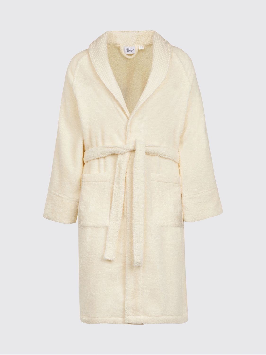 BELLORA BATHROBES: Bellora 피오코 후드 코튼 테리 목욕 가운 벨트 포함, 옐로우 크림 - Img 1
