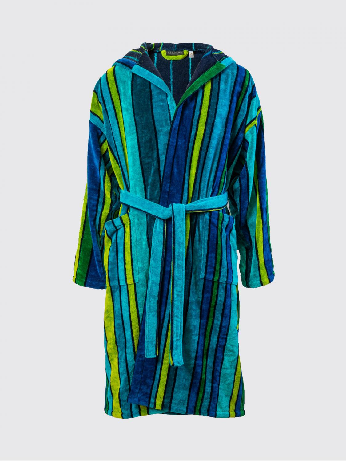 CARRARA BATHROBES: Carrara 틸로스 멀티컬러 스트라이프 코튼 테리 목욕 가운, 터퀴즈 - Img 1