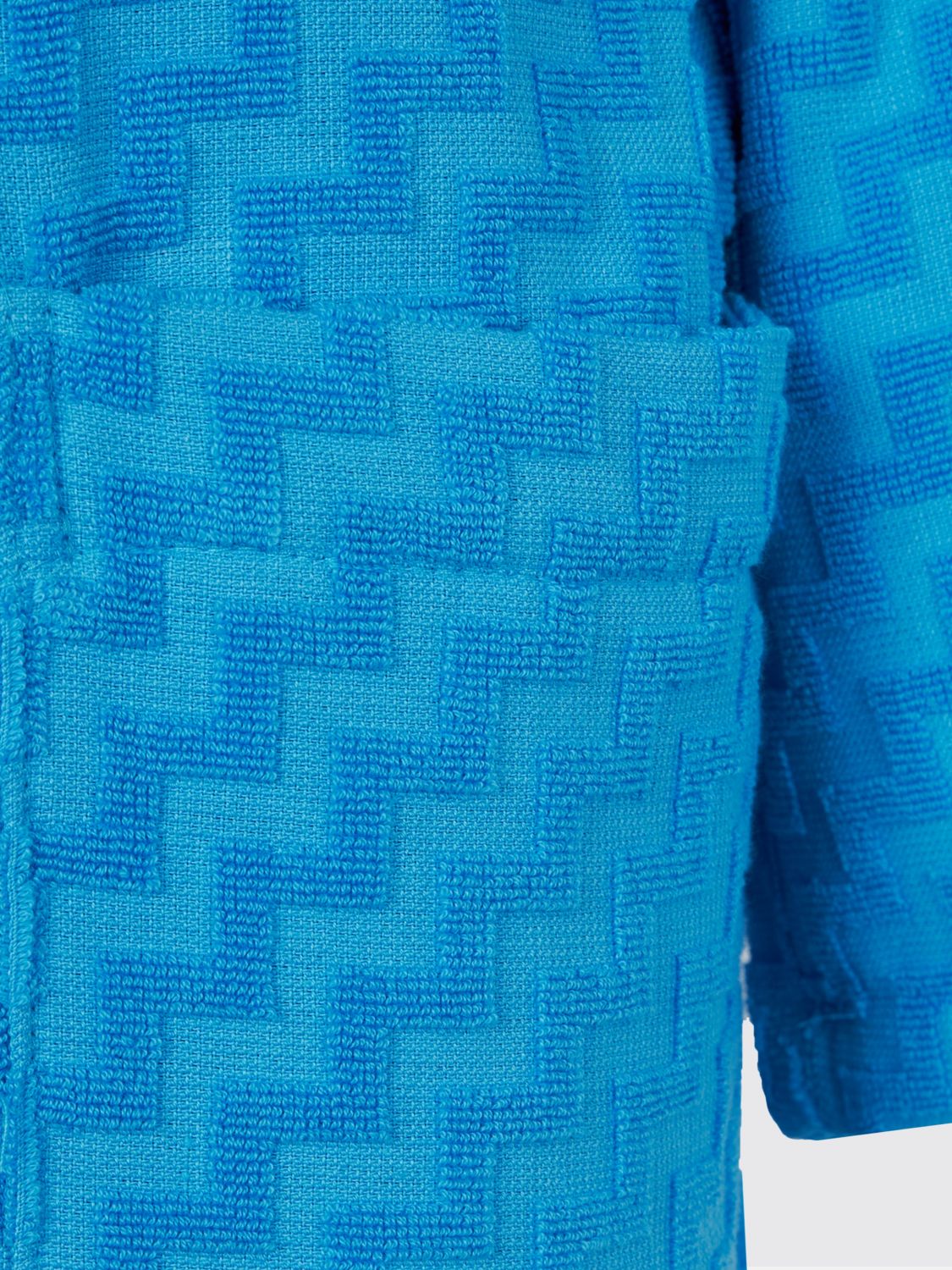 CARRARA BATHROBES: Carrara 「マレ」ジグザグパターン フード付きバスローブ, ブルー - Img 3