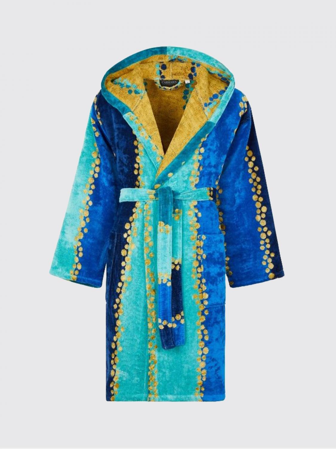 CARRARA BATHROBES: Madagascar Hooded Abstract Pattern Bathrobe Carrara, Turquoise - Img 1