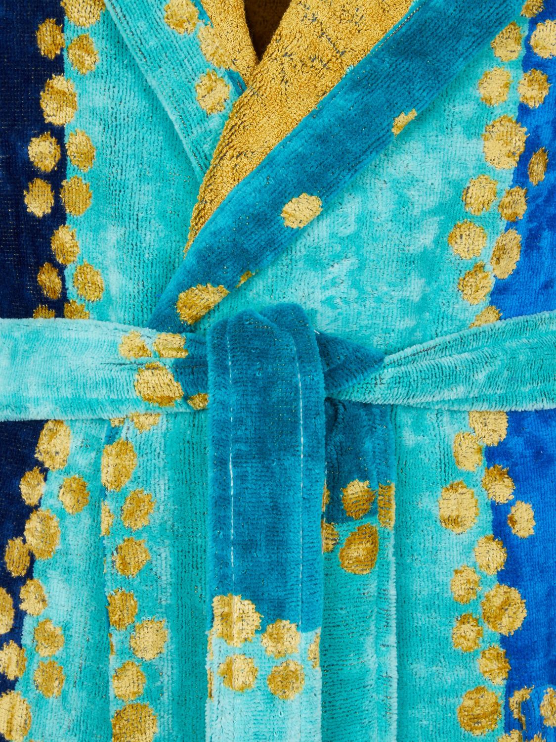 CARRARA BATHROBES: Madagascar Hooded Abstract Pattern Bathrobe Carrara, Turquoise - Img 2