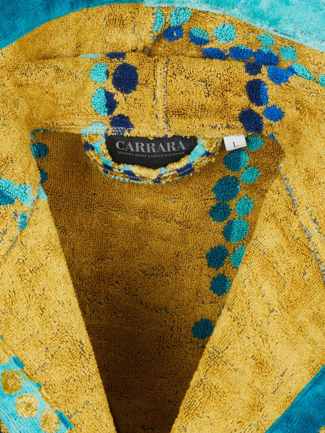 CARRARA BATHROBES: Madagascar Hooded Abstract Pattern Bathrobe Carrara, Turquoise - Img 3