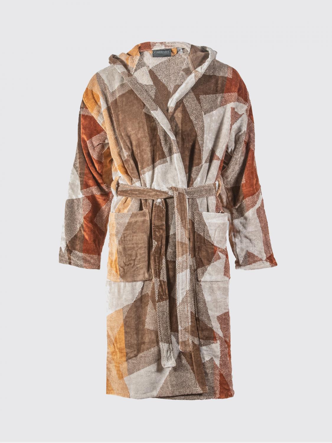 CARRARA BATHROBES: Washington Hooded Geometric Pattern Bathrobe Carrara, Burnt - Img 1