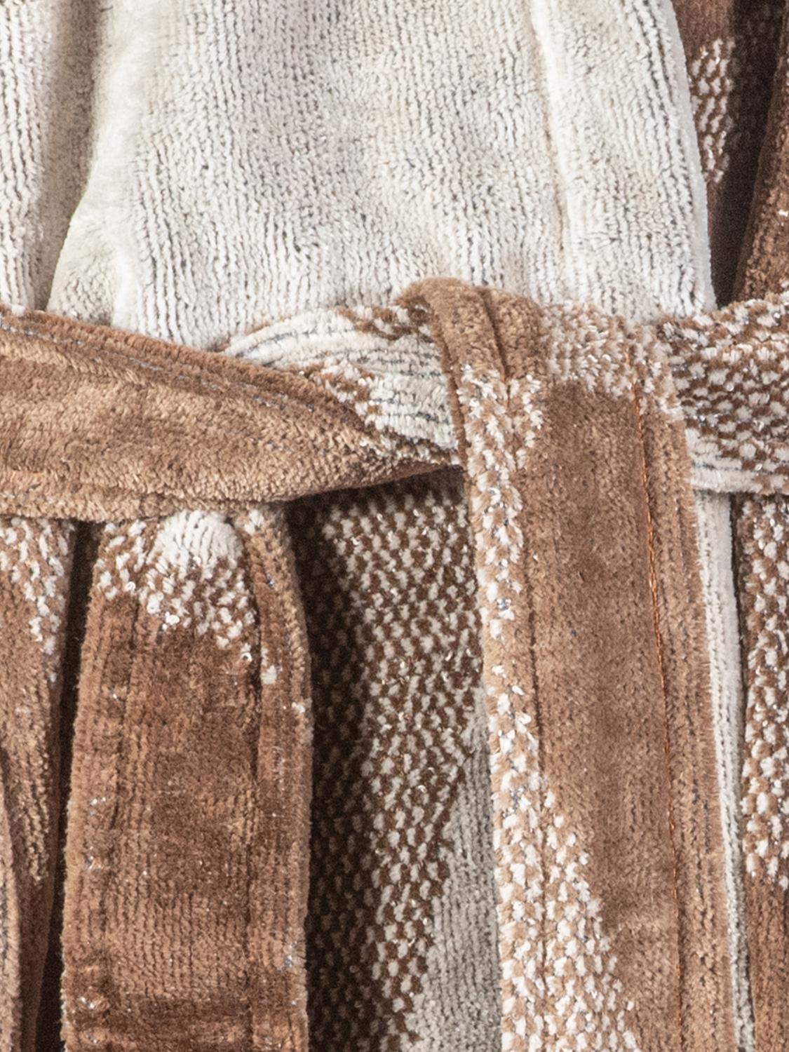 CARRARA BATHROBES: Washington Hooded Geometric Pattern Bathrobe Carrara, Burnt - Img 2