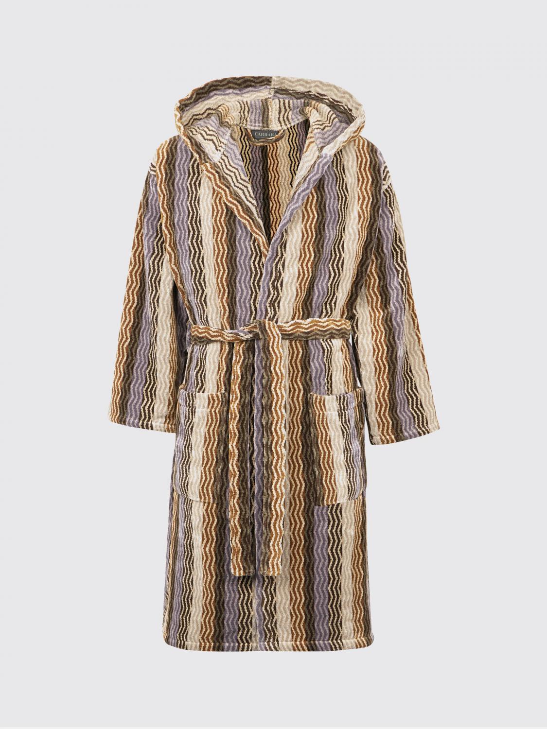 CARRARA BATHROBES: Carrara 파리 후드 멀티컬러 지그재그 목욕 가운, 샌드 - Img 1