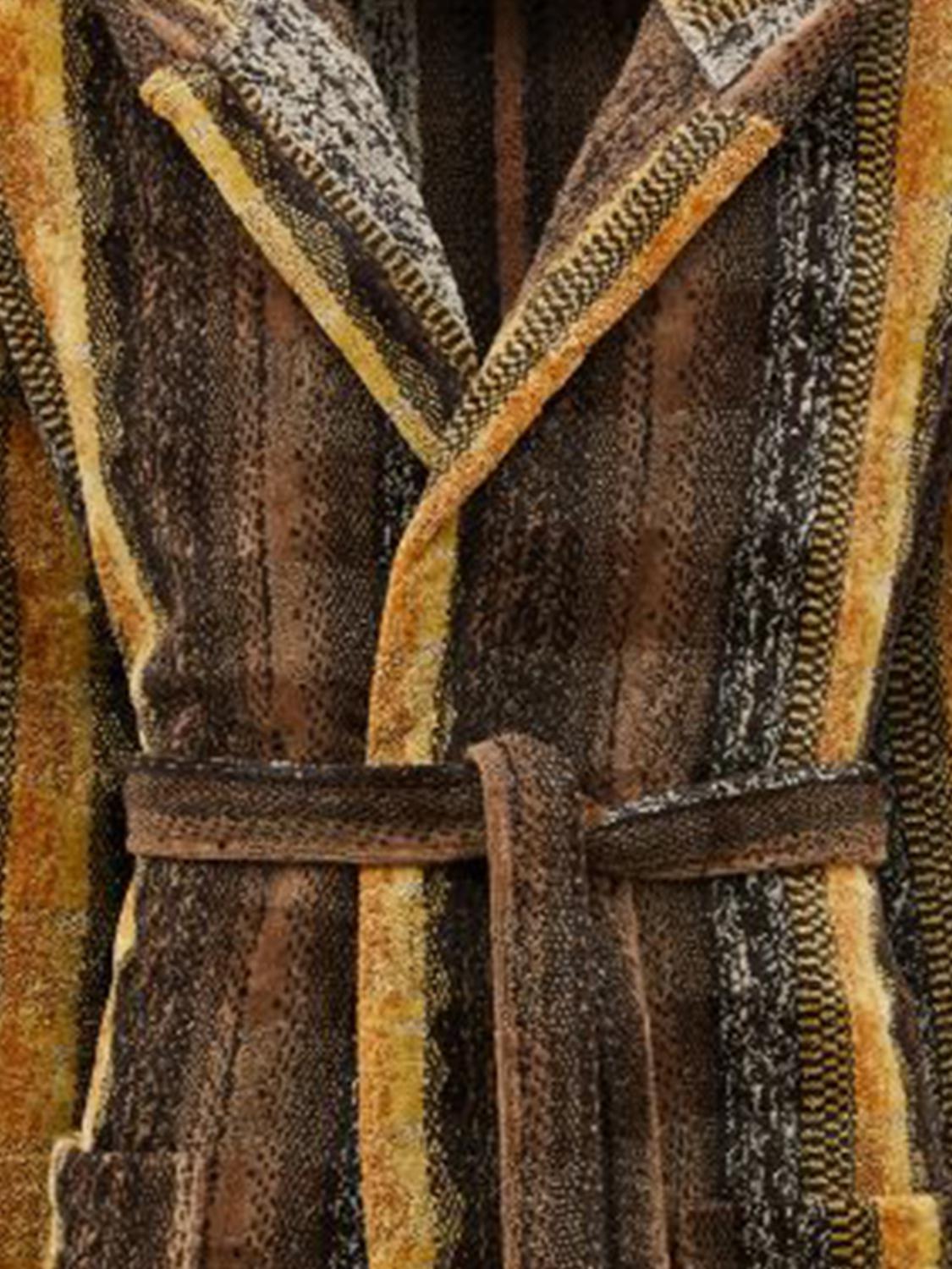 CARRARA BATHROBES: Tandy Hooded Striped Cotton Terry Bathrobe Carrara, Burnt - Img 2