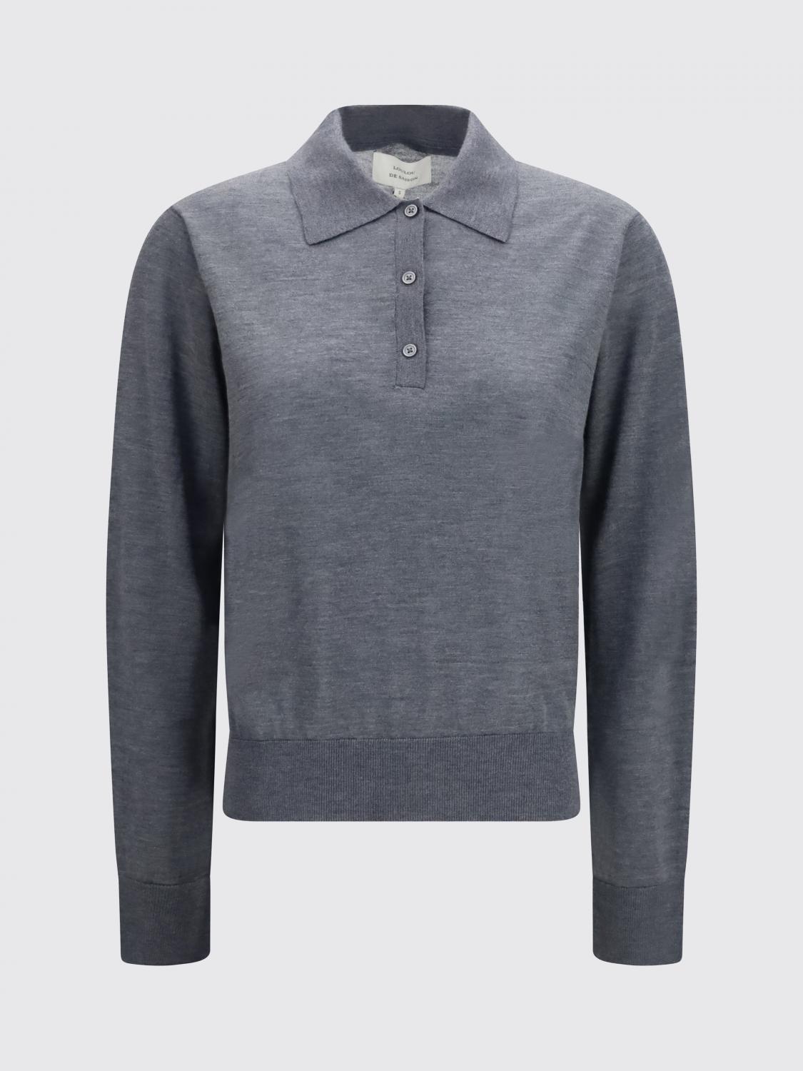LOULOU DE SAISON POLO: Langärmeliges 3-Knopf-Poloshirt von Loulou De Saison aus reinem Kaschmir, Charcoal - Img 2