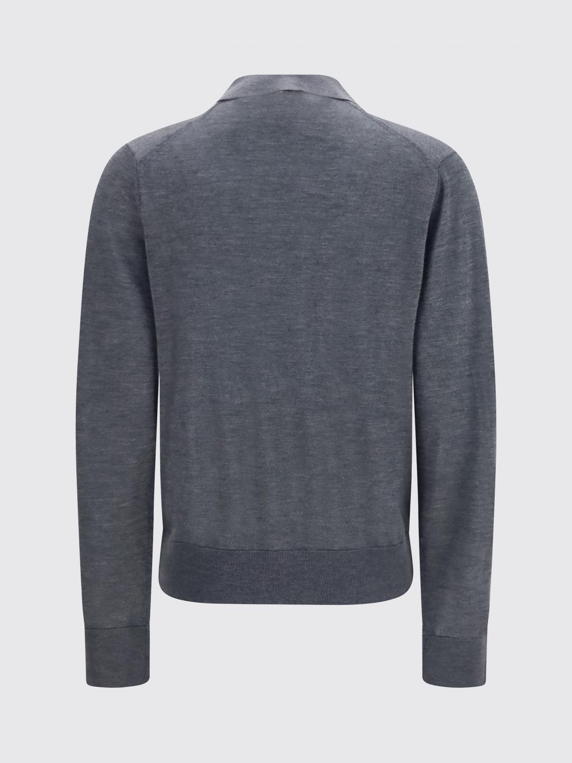 LOULOU DE SAISON POLO: Langärmeliges 3-Knopf-Poloshirt von Loulou De Saison aus reinem Kaschmir, Charcoal - Img 3