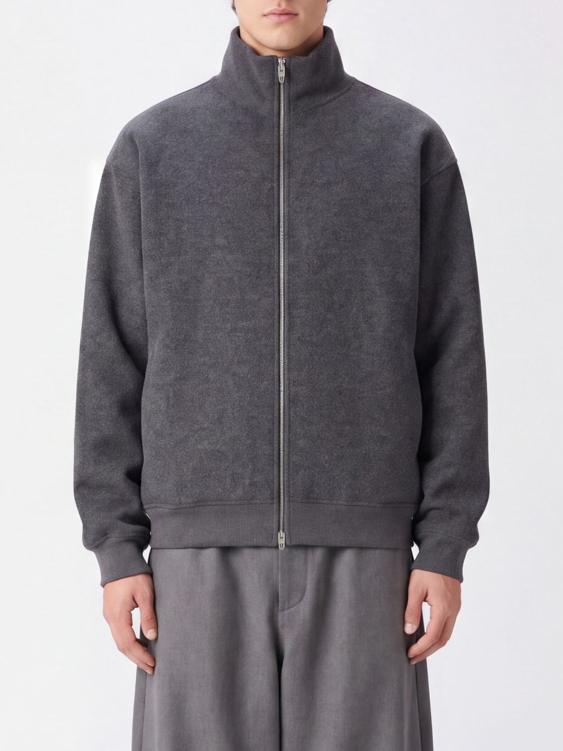JIL SANDER JACKE: Wasserabweisende Jil Sander Bomberjacke aus Wollstrick mit Stehkragen, Blau - Img 1