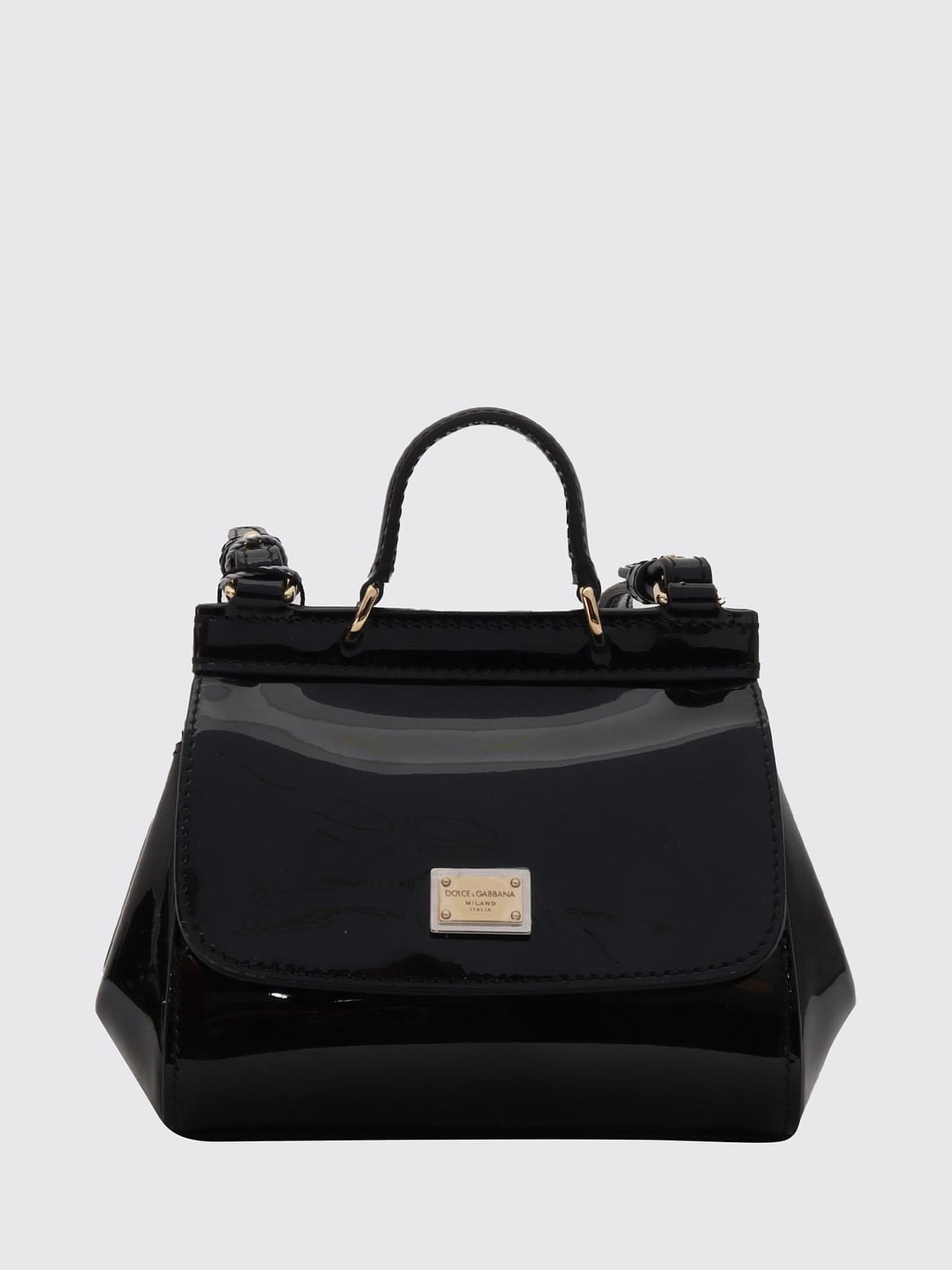 DOLCE & GABBANA BAG: Sicily Handbag Dolce & Gabbana for Girls in Patent Leather, Black - Img 1