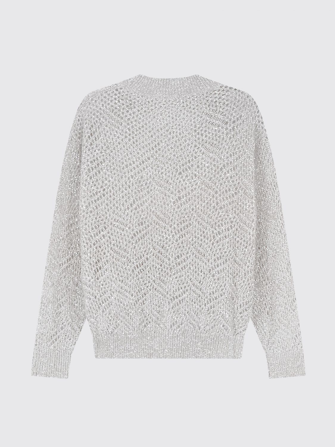 BRUNELLO CUCINELLI PULLOVER: V-Ausschnitt-Pullover Brunello Cucinelli in Relaxed Fit aus 100% durchbrochenem Kaschmir, Grau - Img 3