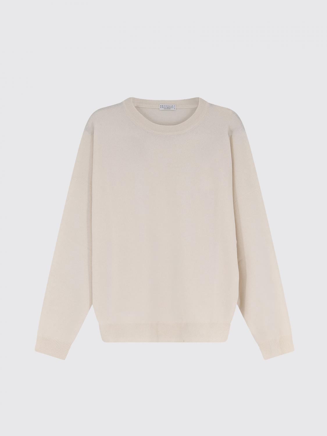 BRUNELLO CUCINELLI PULLOVER: Brunello Cucinelli Pullover aus reinem Kaschmir mit überschnittenen Schultern, Weiß - Img 2