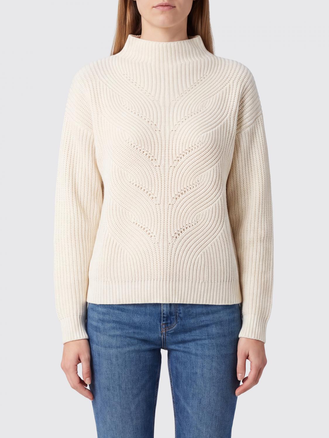 HERNO JERSEY: Jersey de cuello alto Herno de pura lana con hombros caídos y cuello embudo, Blanco - Img 1