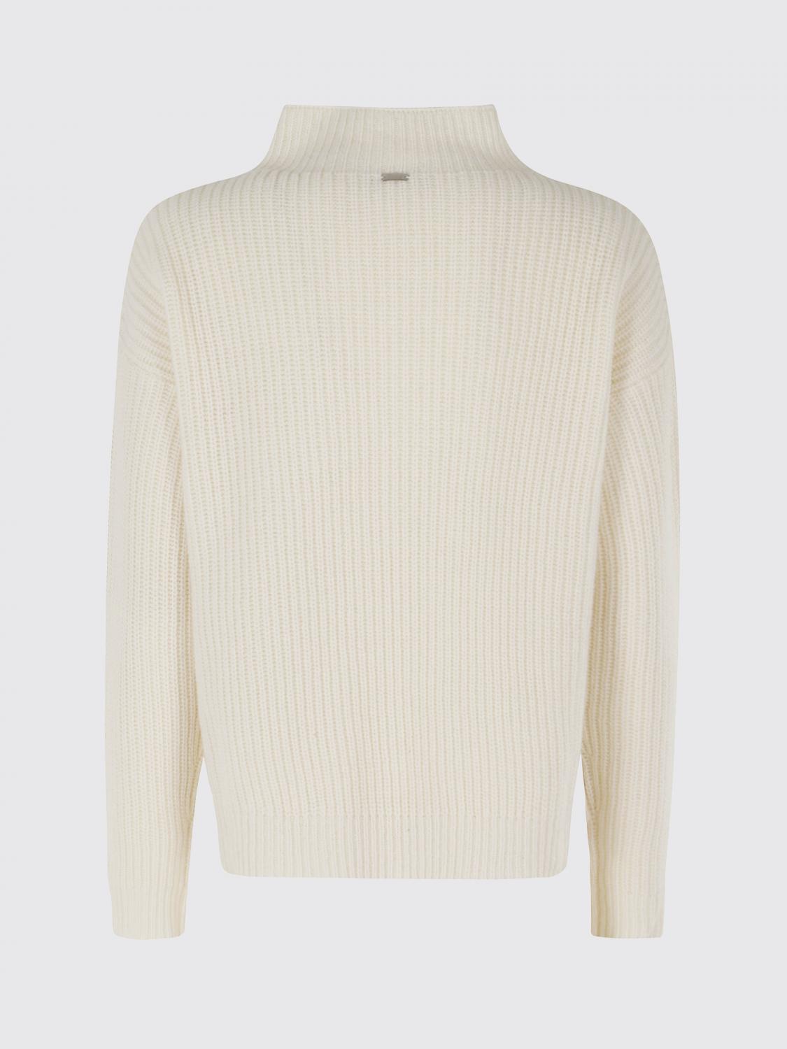 HERNO JERSEY: Jersey de cuello alto Herno de pura lana con hombros caídos y cuello embudo, Blanco - Img 3