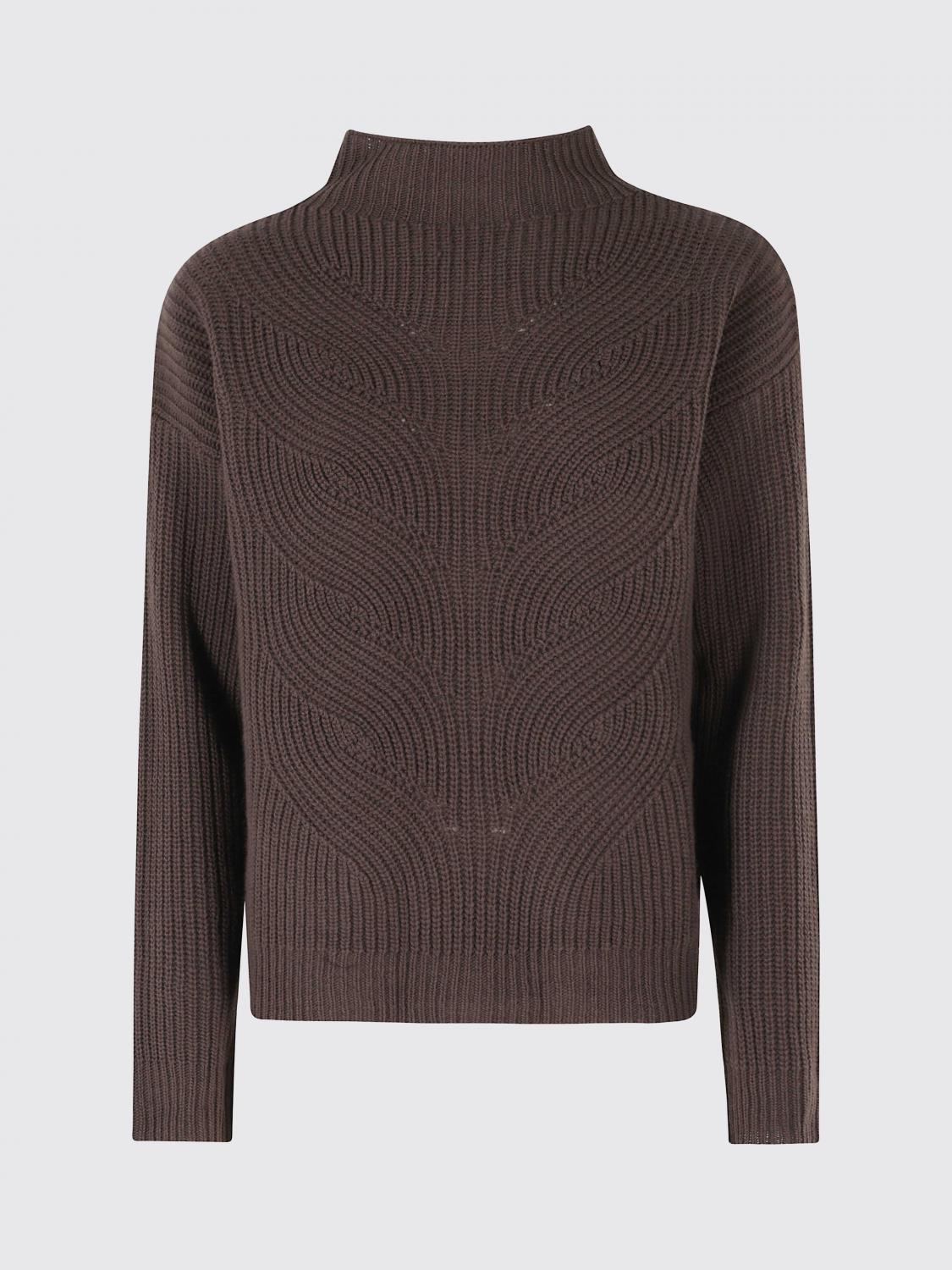 HERNO JERSEY: Jersey de cuello alto Herno de pura lana con hombros caídos y cuello embudo, Marrón - Img 2