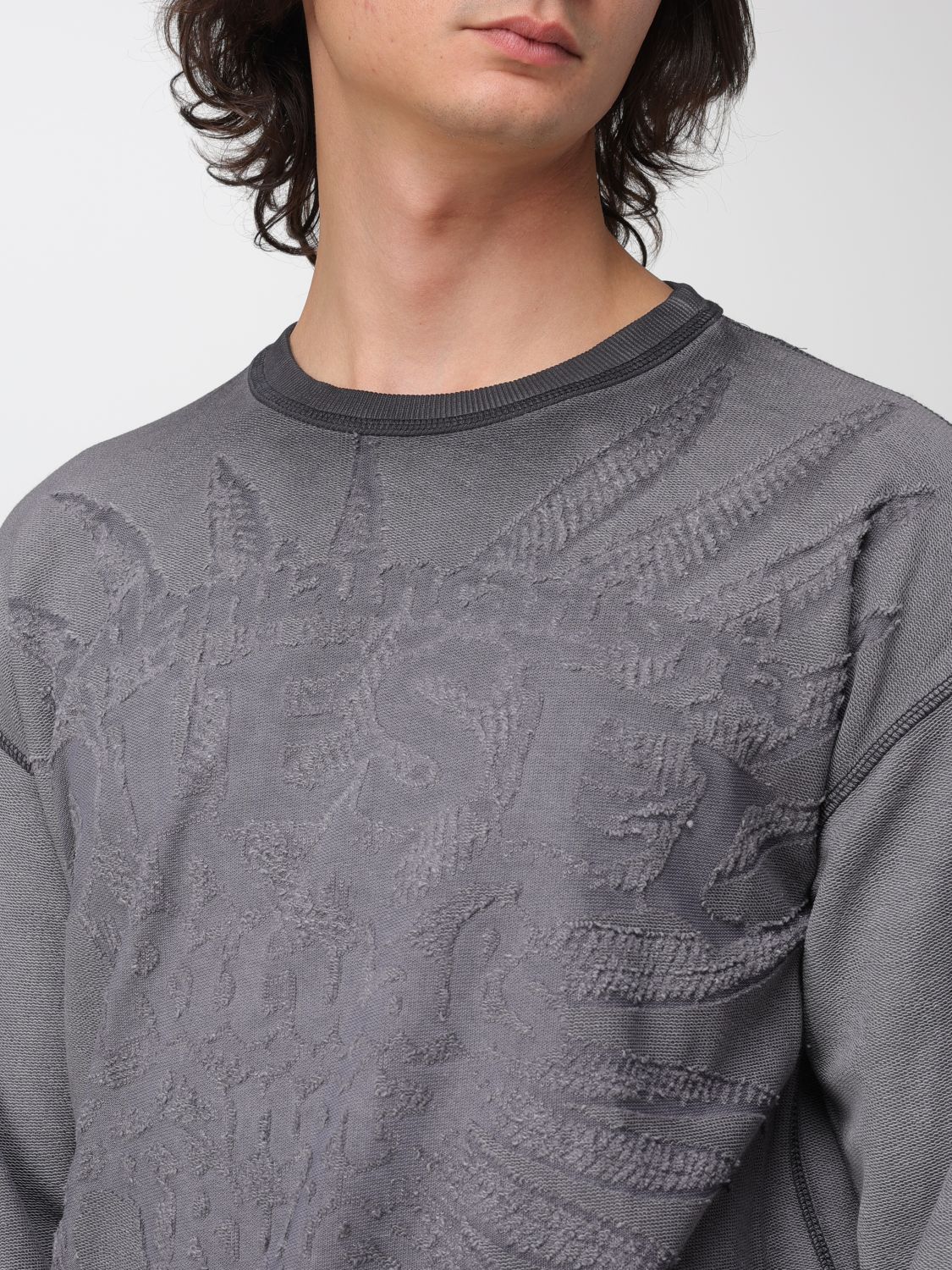 DIESEL SUDADERA: Sudadera de cuello redondo relaxed fit de Diesel en mezcla de algodón con estampado gráfico, Violeta - Img 4
