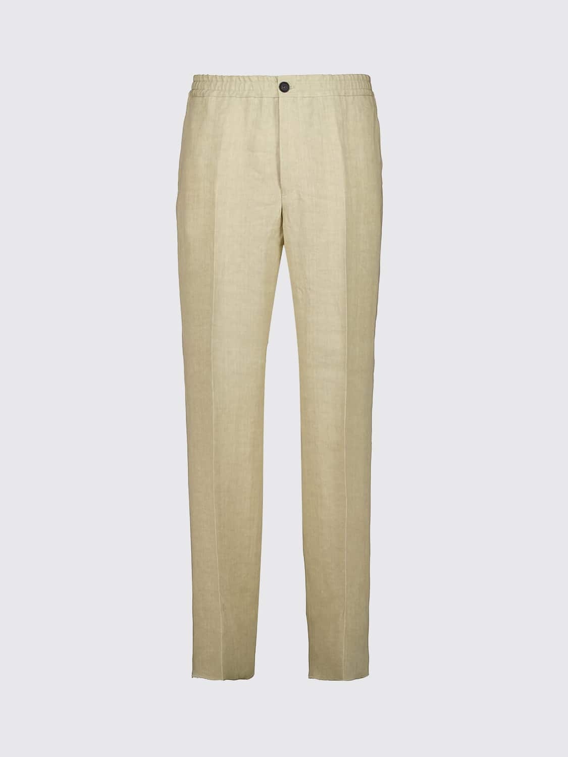 FERRAGAMO PANTS: Straight-Leg Chino Trousers Ferragamo in Pure Linen with Belt Loops, Beige - Img 2