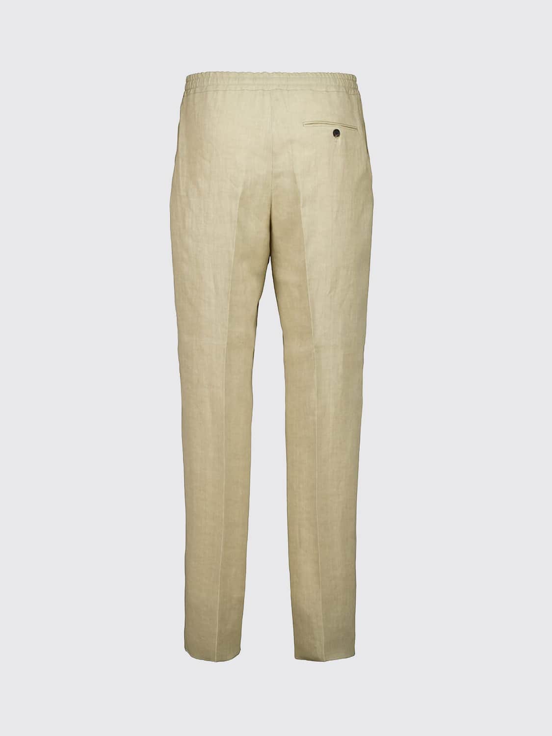 FERRAGAMO PANTS: Straight-Leg Chino Trousers Ferragamo in Pure Linen with Belt Loops, Beige - Img 3
