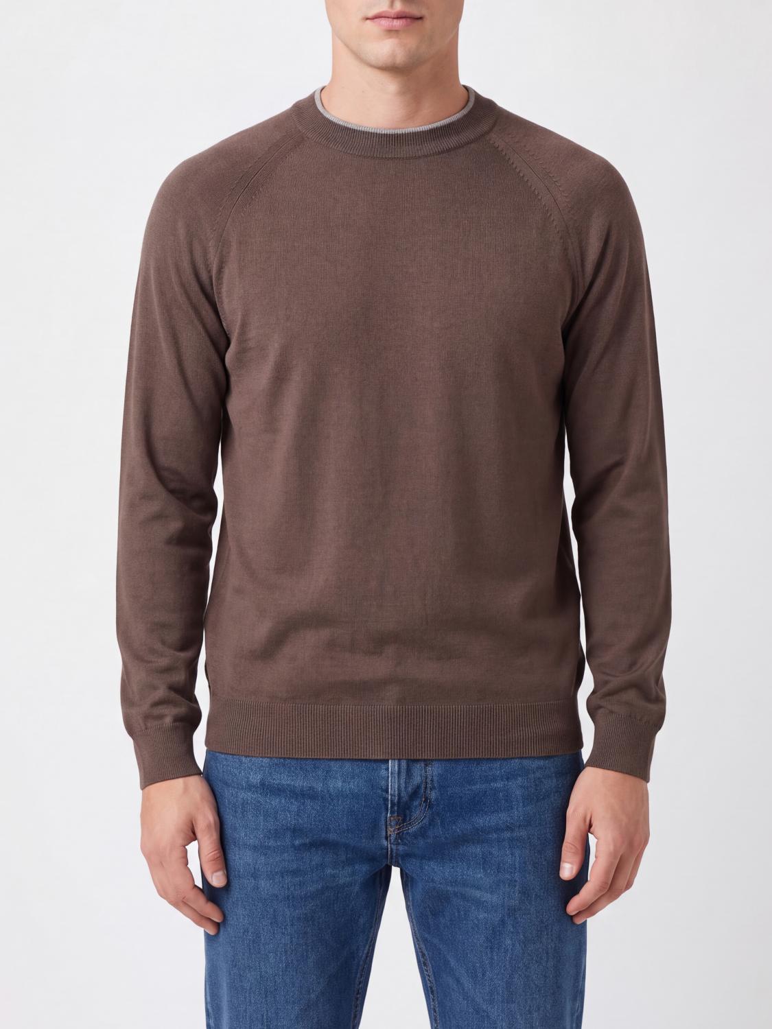 ELEVENTY PULLOVER: Langärmeliger Rundhalspullover Eleventy aus reiner Wolle mit Rippbündchen, Dark - Img 1
