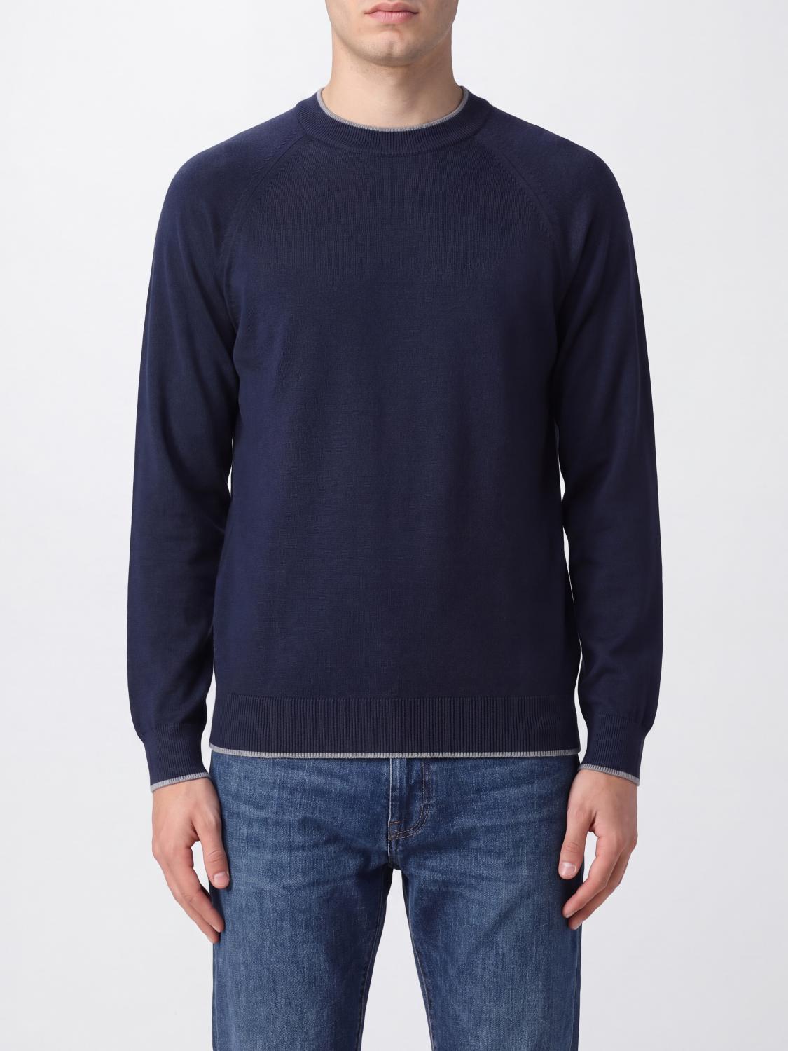 ELEVENTY PULLOVER: Langärmeliger Rundhalspullover Eleventy aus reiner Wolle mit Rippbündchen, Blau 1 - Img 1