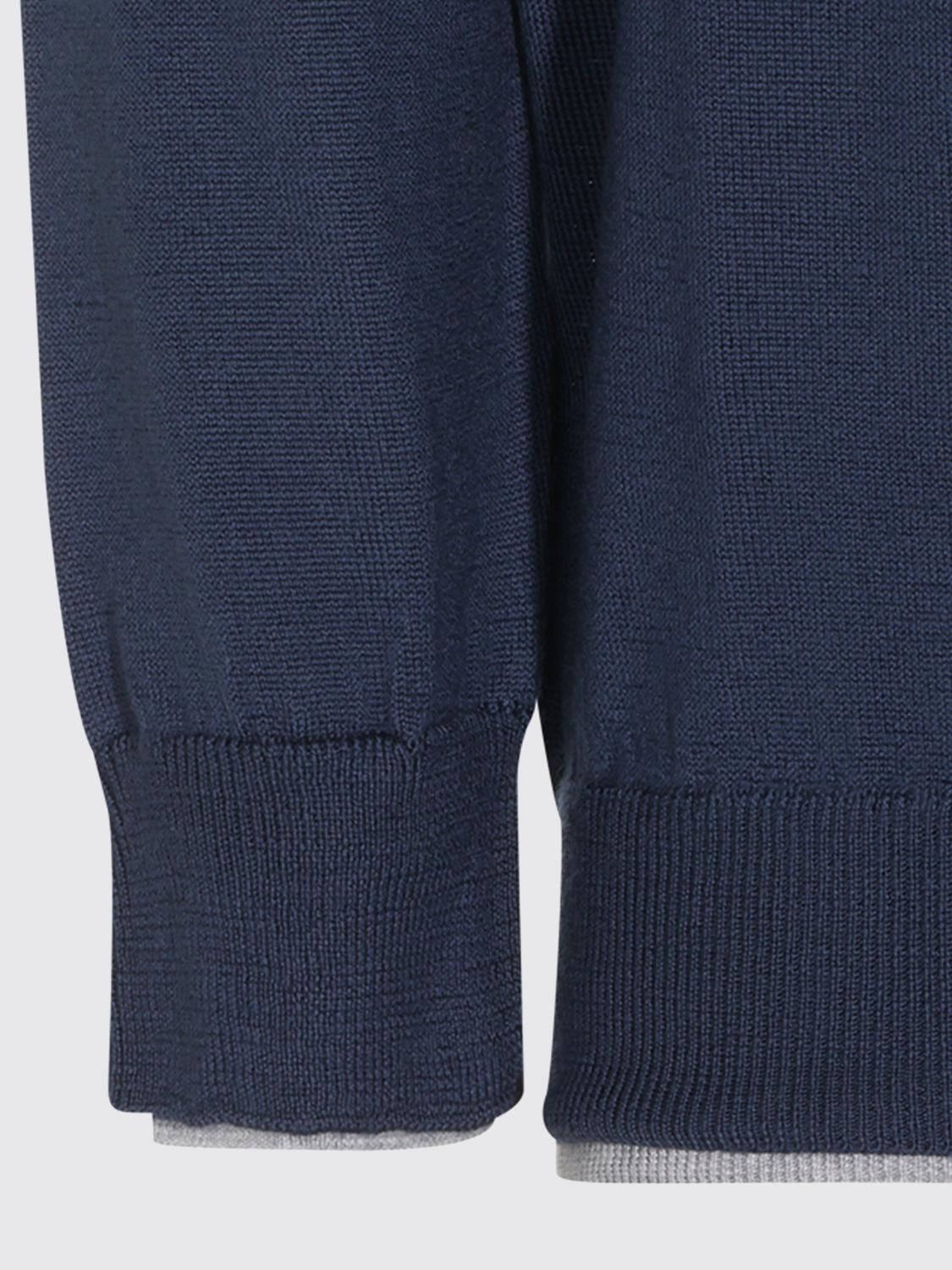 ELEVENTY PULLOVER: Langärmeliger Rundhalspullover Eleventy aus reiner Wolle mit Rippbündchen, Blau 1 - Img 4