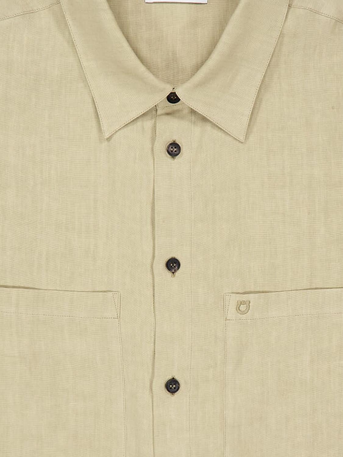 FERRAGAMO SHIRT: Ferragamo Slim Fit Pure Linen Shirt with French Collar and Patch Pocket, Beige - Img 4