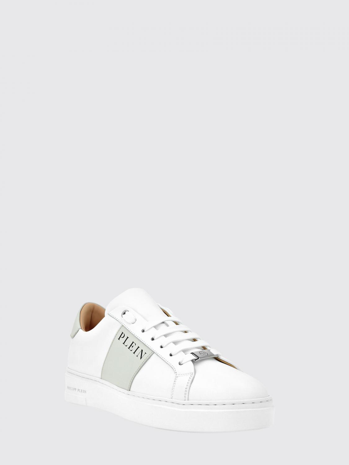 PHILIPP PLEIN SNEAKERS: Low-Top-Sneaker Philipp Plein aus Glattleder mit kontrastierendem Logo-Print, Weiss 1 - Img 2