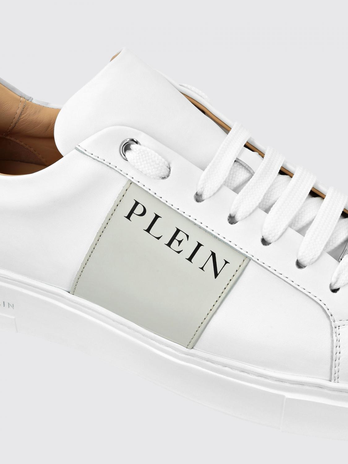 PHILIPP PLEIN SNEAKERS: Low-Top-Sneaker Philipp Plein aus Glattleder mit kontrastierendem Logo-Print, Weiss 1 - Img 3