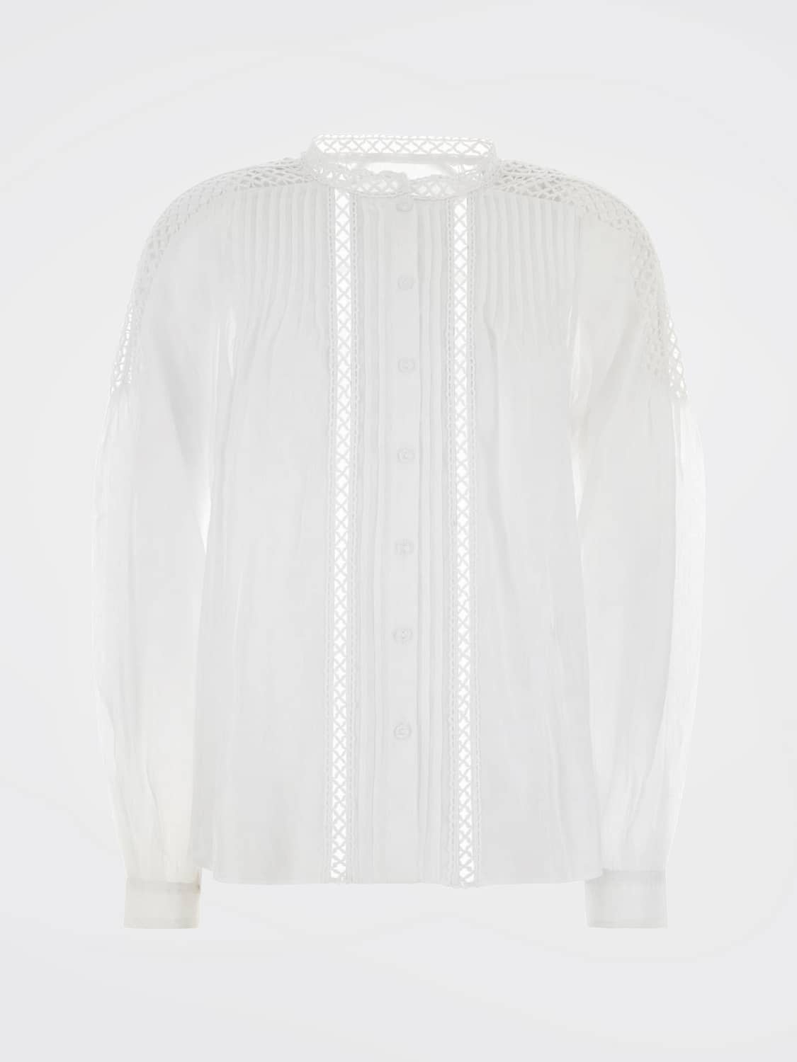 ISABEL MARANT ETOILE CAMICIA: Camicia Isabel Marant Etoile in misto lino con inserti in macramé, Bianco - Img 2