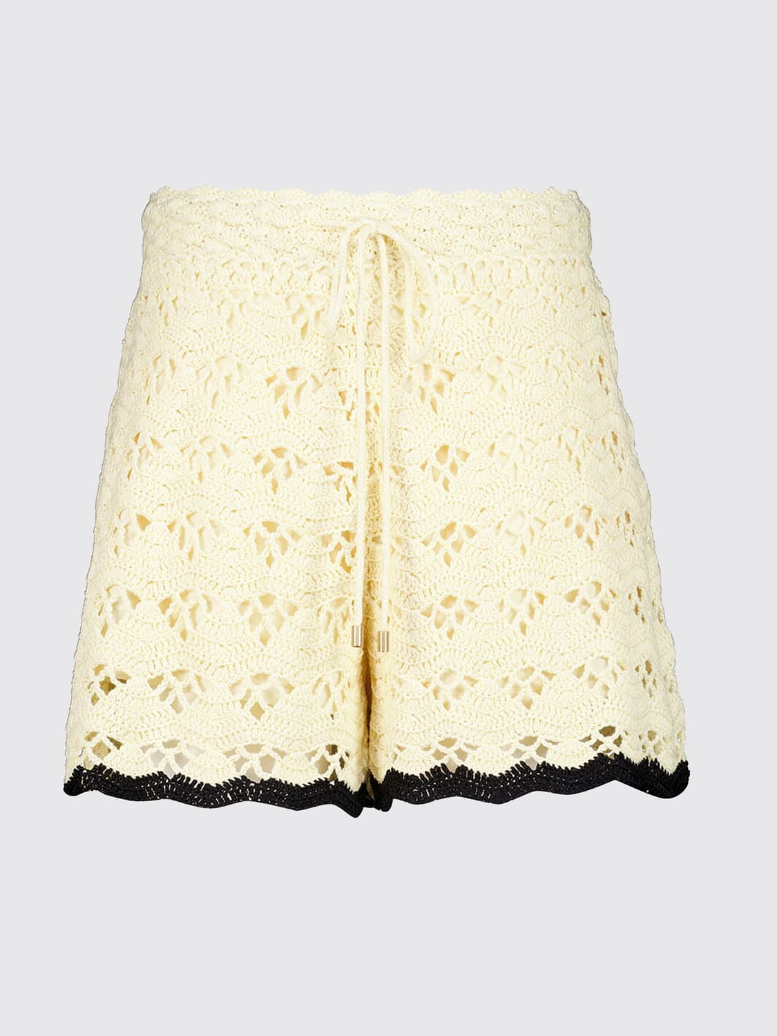ZIMMERMANN SHORTS: Gehäkelte Baumwollshorts von Zimmermann mit elastischem Kordelzugbund, Yellow Cream - Img 2
