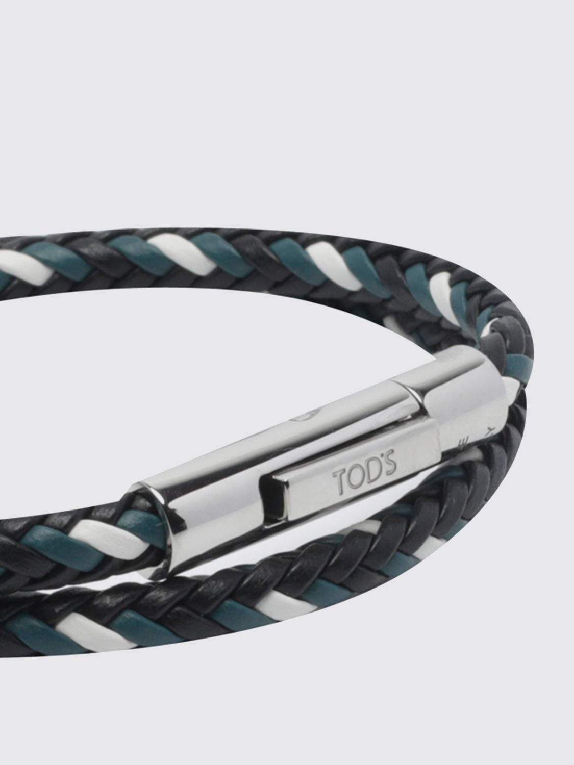 TOD'S GIOIELLO: Bracciale Tod's in pelle di vitello intrecciata con chiusura magnetica, Nero - Img 3
